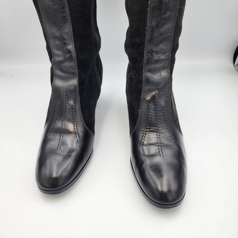 VINTAGE AMALFI BY RANGONI Black Suede & leather Tall Boots, Size 6.5 - Picture 8 of 8